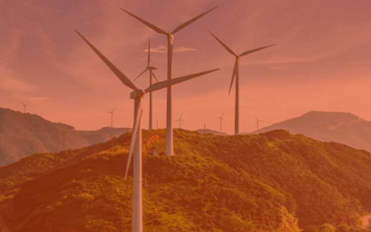 Wind turbines on hills